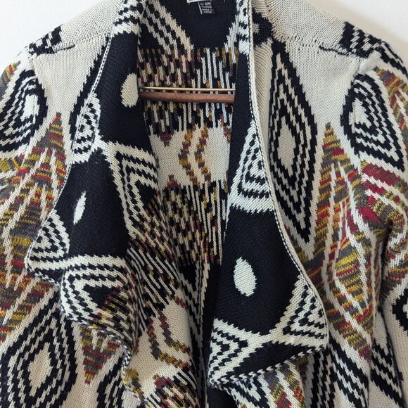 Mismash Multicolor Geometric Open Front Cardigan, Size M - Picture 7 of 11